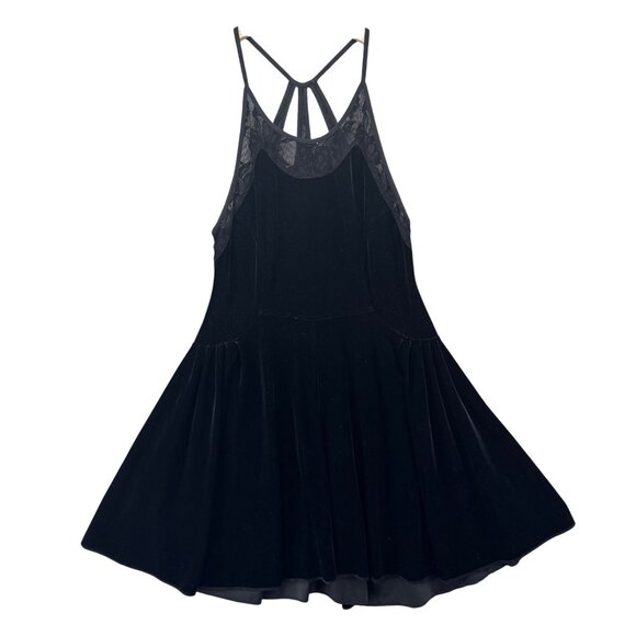 Free People Night Shade Velvet Mini Dress Black Sleeveless Strappy Halter Size S - Picture 16 of 16
